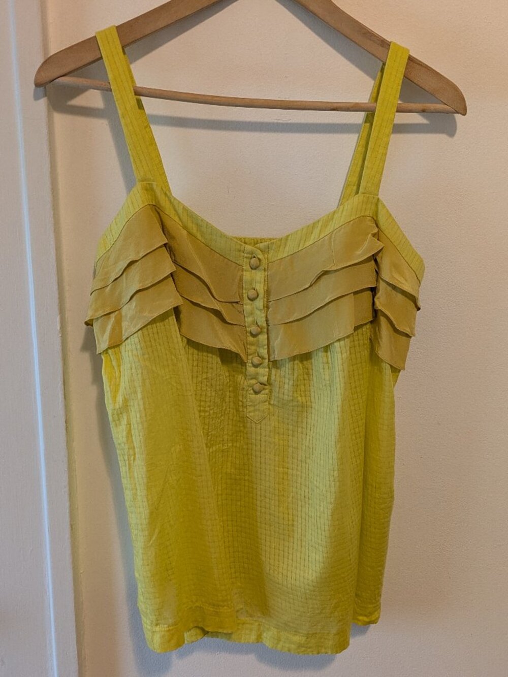 Anthropologie Sine Yellow Cotton Silk Ruffle Trim Cami